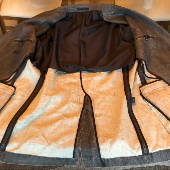 Material London Dark Gray Linen Jacket Size 42R - Picture 13 of 15